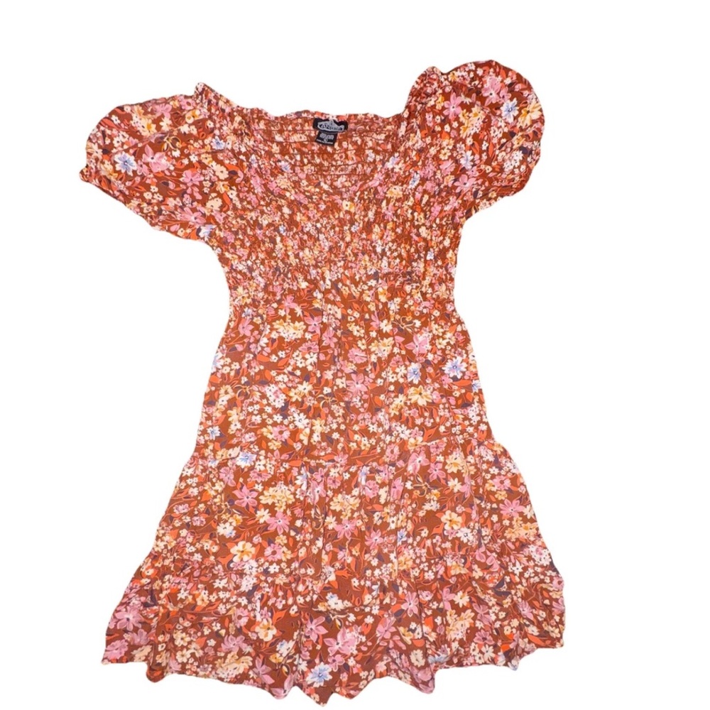 Angie Boho Floral Mini Dress Puff Sleeve Women’s Size Large Vacation
